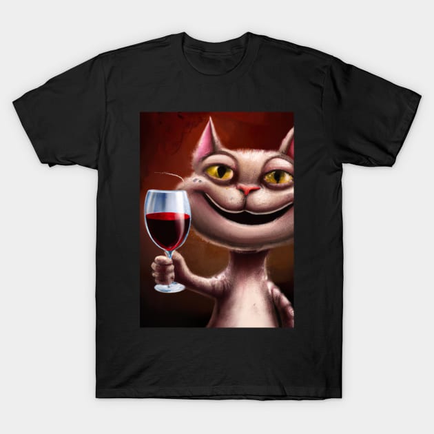 Cat with Wine T-Shirt by maxcode